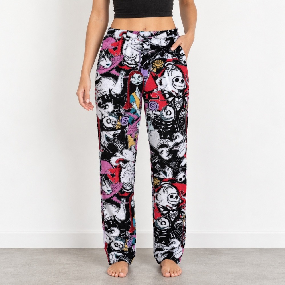 Disney Nightmare Before Christmas Jack Sally Plush Pajama Pants 3X Halloween